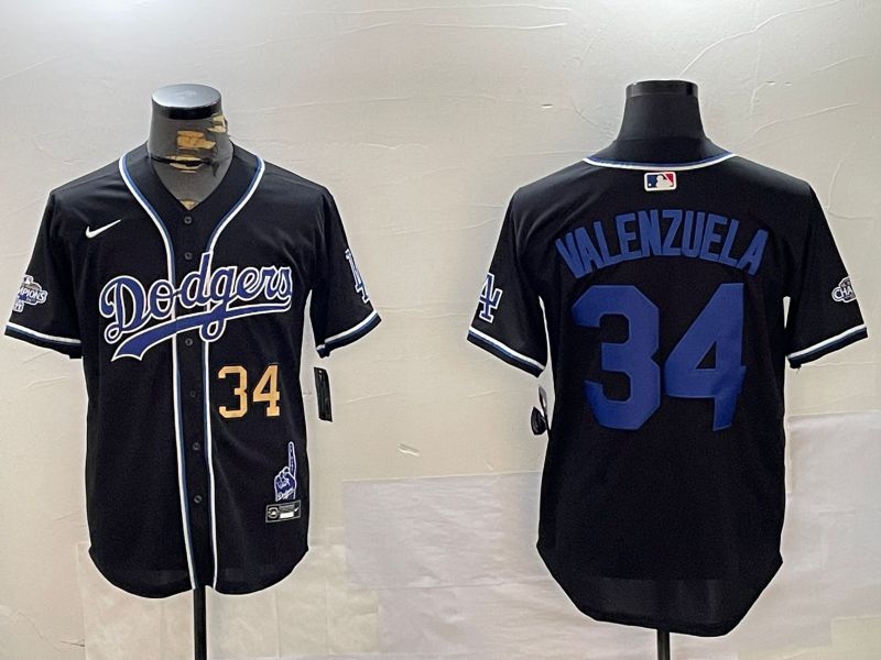 Men Los Angeles Dodgers #34 Valenzuela Black Game 2024 Nike MLB Jersey style 12021->los angeles dodgers->MLB Jersey